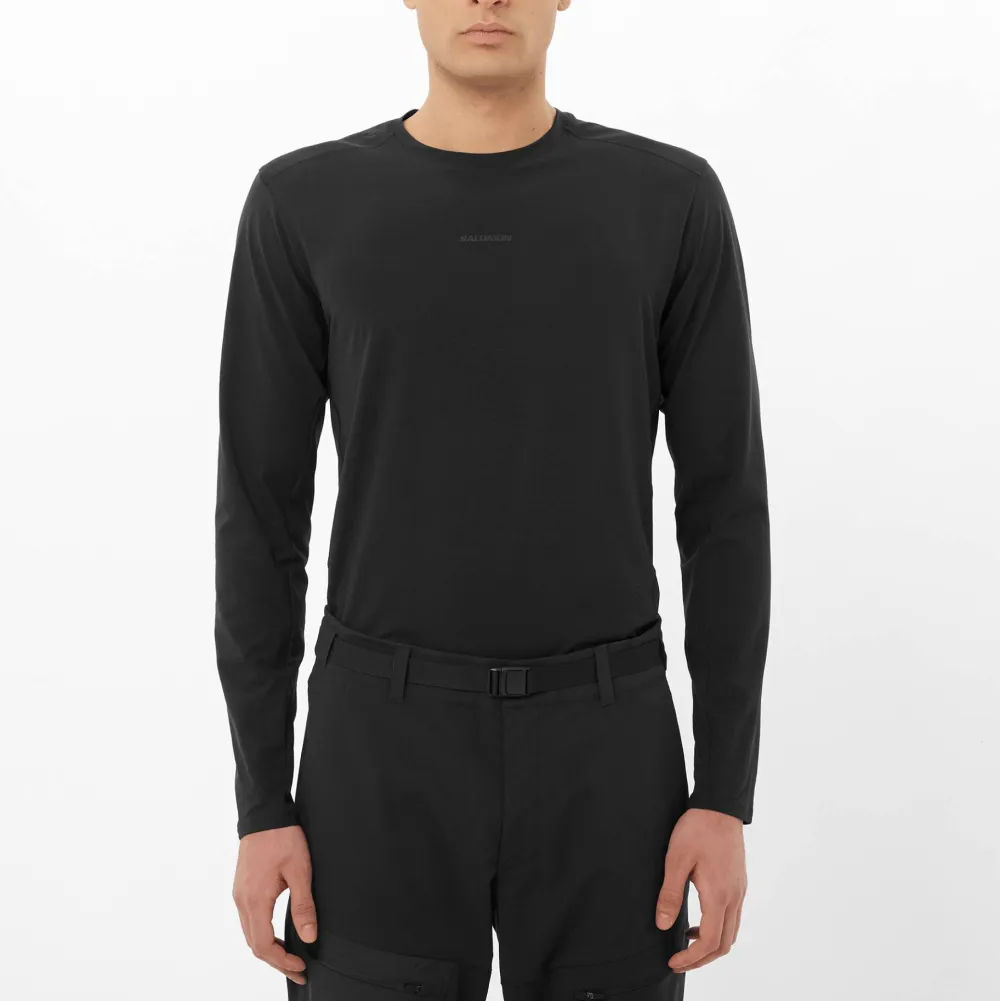 Salomon Men's Trackline Long Sleeve Tee Deep Black Outlet