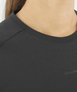 Salomon Women's Trackline Short Sleeve Tee Deep Black Deep Black/ Sale