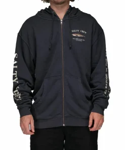 Salty Crew Men's Bruce Vintage Zip Fleece Pigment Black New