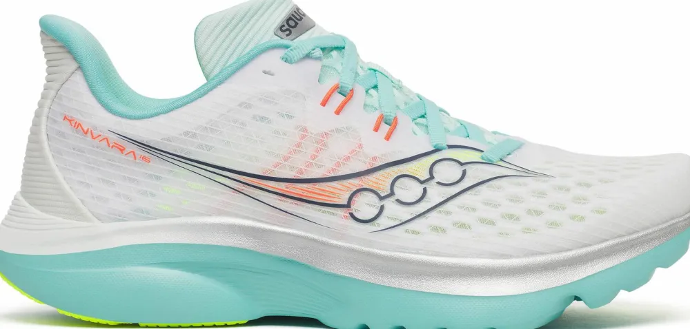 Saucony Women's Kinvara 16 White/Aqua Hot