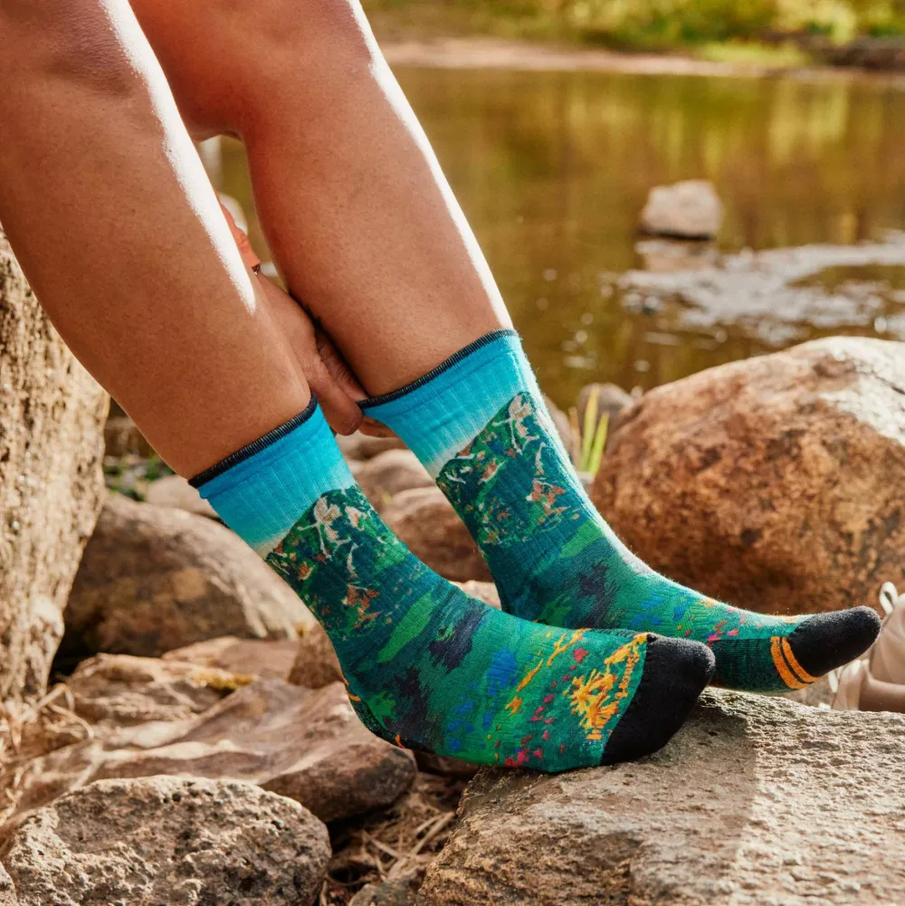Smartwool Women's Hike Mountain Lake Print Crew Socks Targeted Cushion Capri Discount