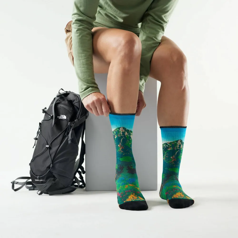 Smartwool Women's Hike Mountain Lake Print Crew Socks Targeted Cushion Capri Discount
