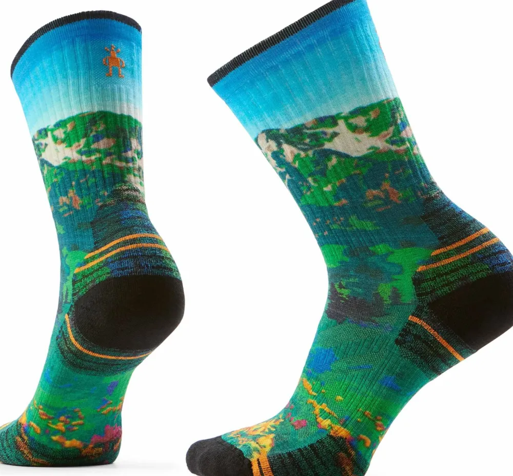 Smartwool Women's Hike Mountain Lake Print Crew Socks Targeted Cushion Capri Discount