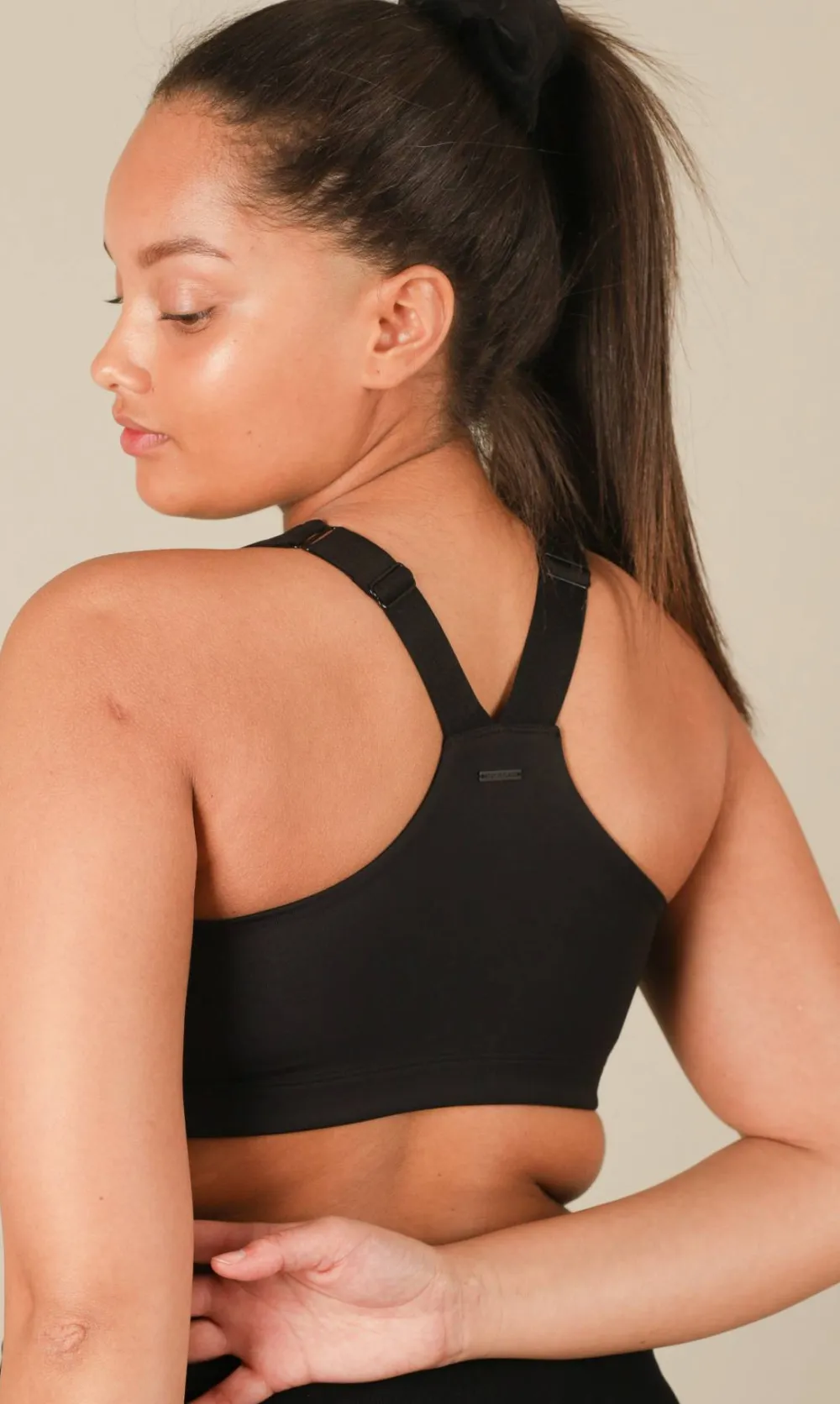 StayInPlace Front Zip Sports Bra Black Hot