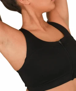 StayInPlace Front Zip Sports Bra Black Hot