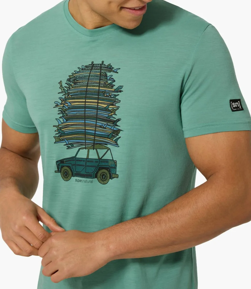 super.natural Men's Surf Trip Tee Lagoon Green/various