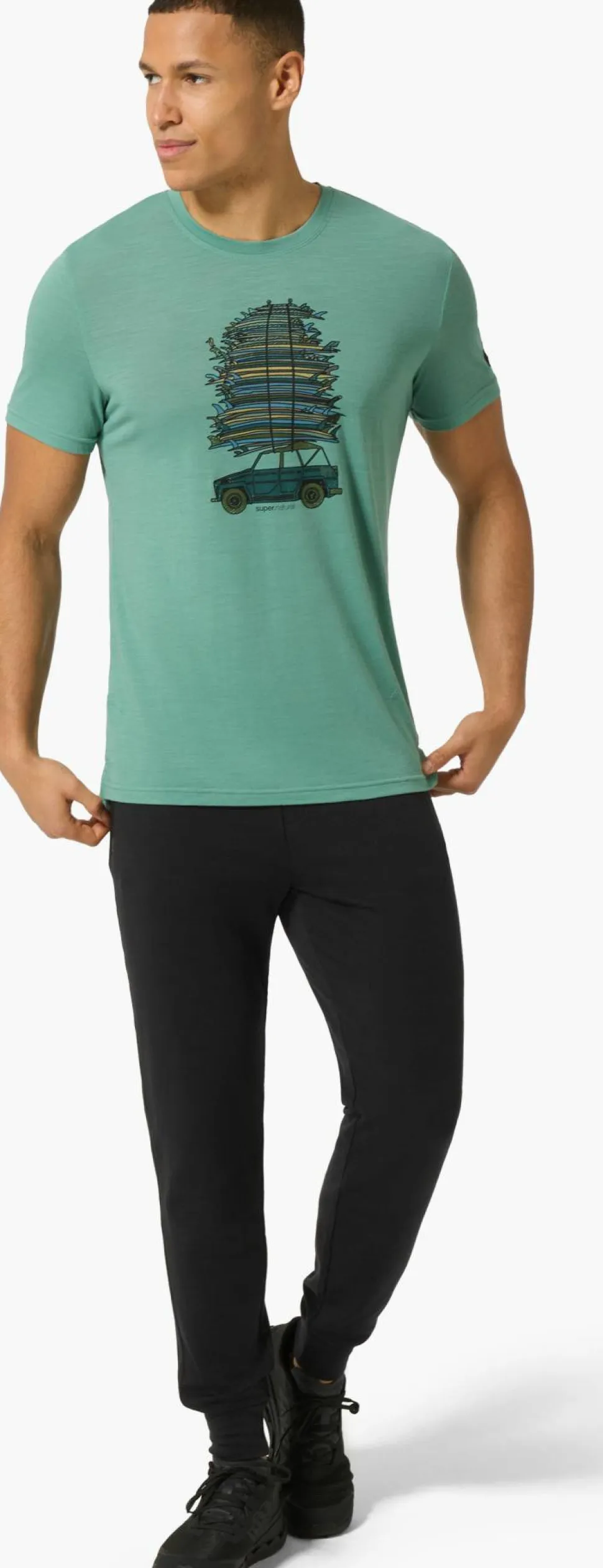 super.natural Men's Surf Trip Tee Lagoon Green/various