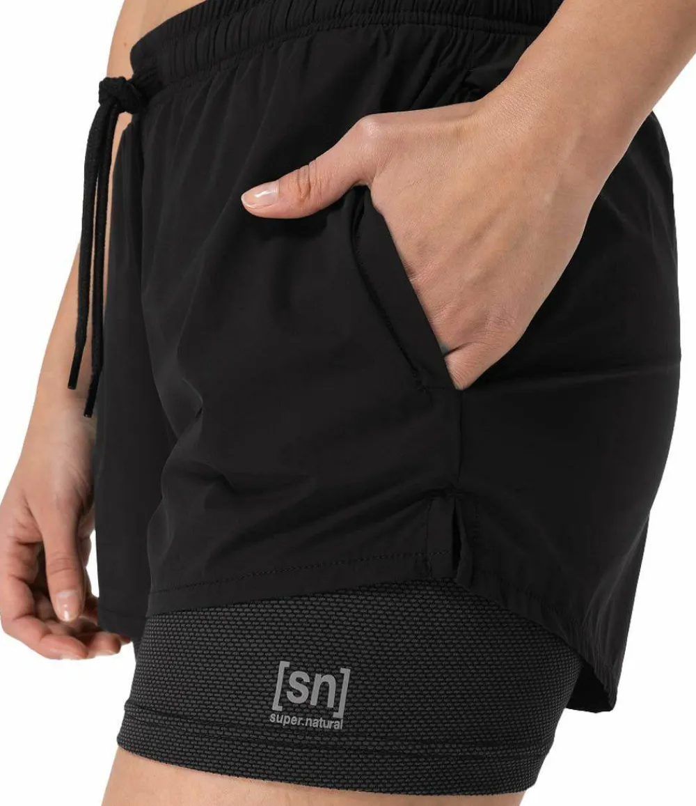 super.natural Women's Double Layer Shorts Jet Black Hot
