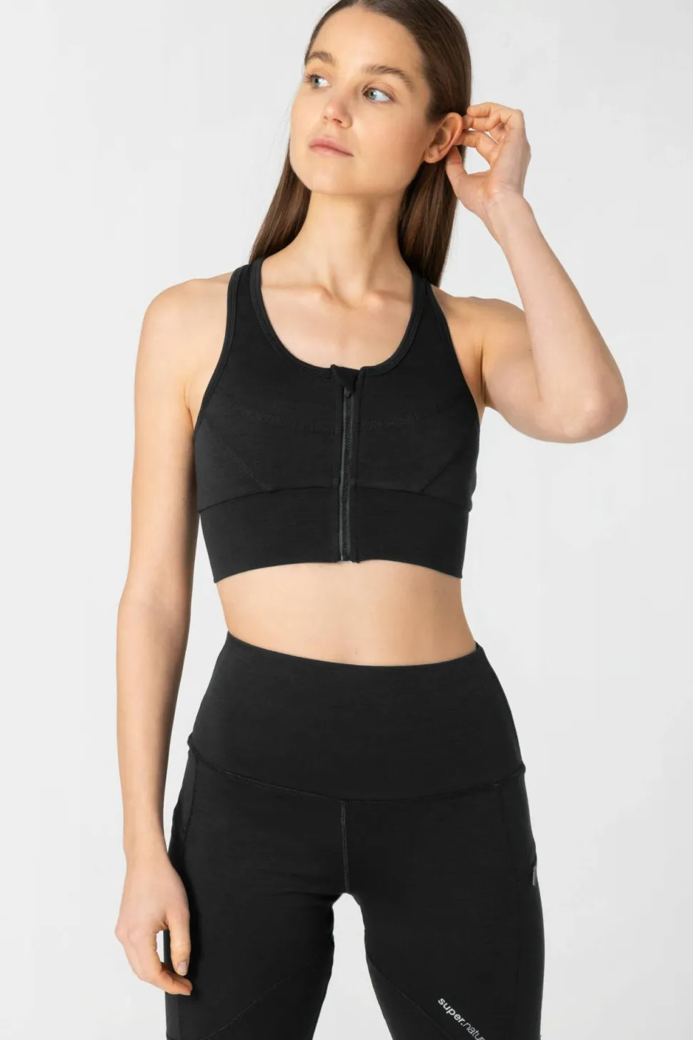 super.natural Women's Motion Zip Top Jet Black