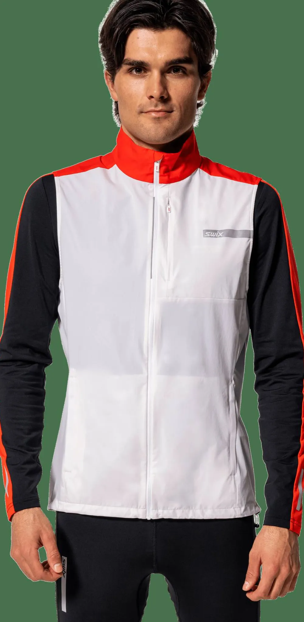 Swix Men's Roadline Wind Vest Bright White/Fiery Red Sale