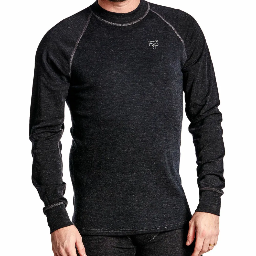 Termo Men's Wool Light Round Neck Ls Anthracite Melange Clearance