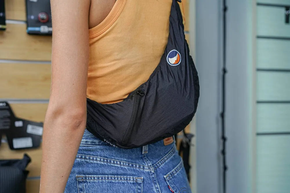 Ticket to the Moon Upcycled Sling Bag Black