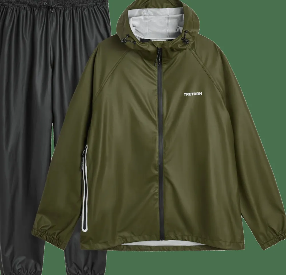 Tretorn Unisex Packable Rainbreaker Set Forest Green Clearance
