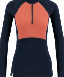 Ulvang Women's Peak Map Half Zip Baselayer Navy Blue/Mineral Red Discount