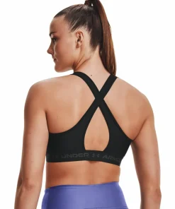 Hot Women's UA Crossback Mid Bra //Jetgray Sport-Bh:Ar