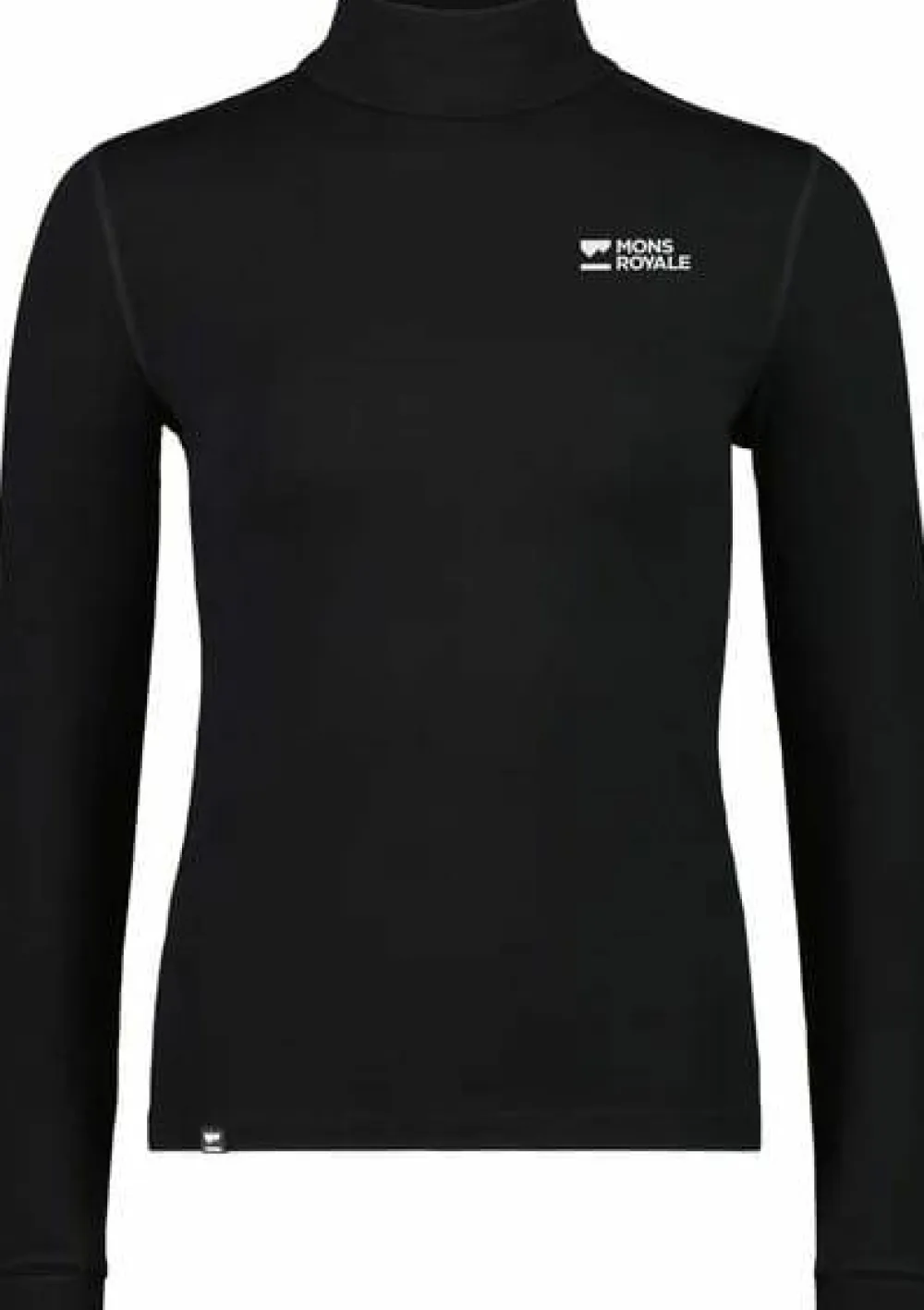Mons Royale Women's Cascade Merino Base Layer Mock Neck Long Sleeve Black Sale