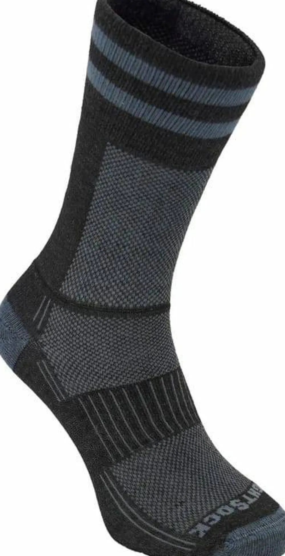 Wrightsock Coolmesh II Crew Black/Grey W/ Stripes Hot