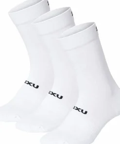 2XU Crew Socks 3 Pack White/Black Sale