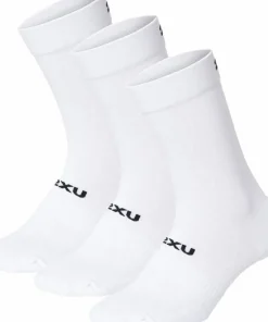 2XU Crew Socks 3 Pack White/Black