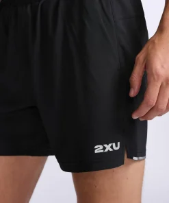 2XU Men's Aero 5 Inch Shorts BLACK/SILVER REFLECTIVE
