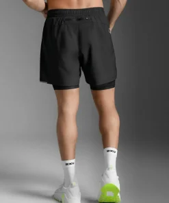 2XU Men's Aero Mesh 2-In-1 5 Inch Shorts Black/Silver Reflective