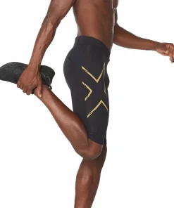 2XU Men's MCS Run Compression Shorts Black/Gold Reflective Online