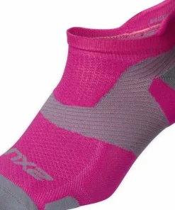 2XU Vectr Light Cushion No Show Sock Magenta/Light Grey Outlet