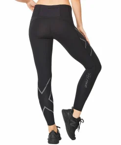 2XU Women's Light Speed Mid-Rise Compression Tights Black/Black BLACK/ BLACK REFLECTIVE Clearance